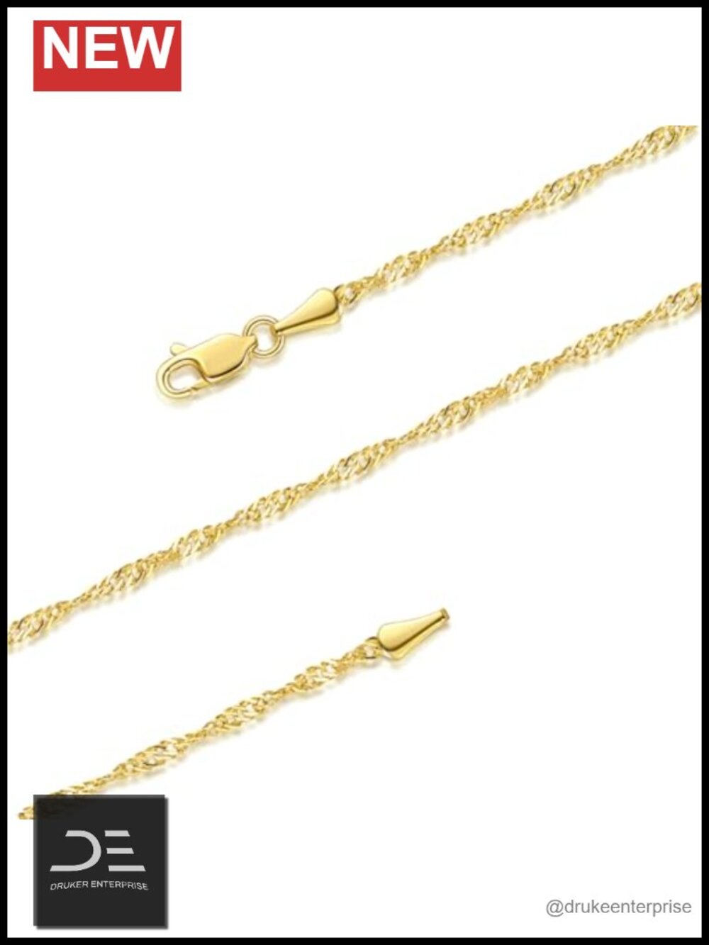 14K Gold Plated Singapore Chain Necklace for Women